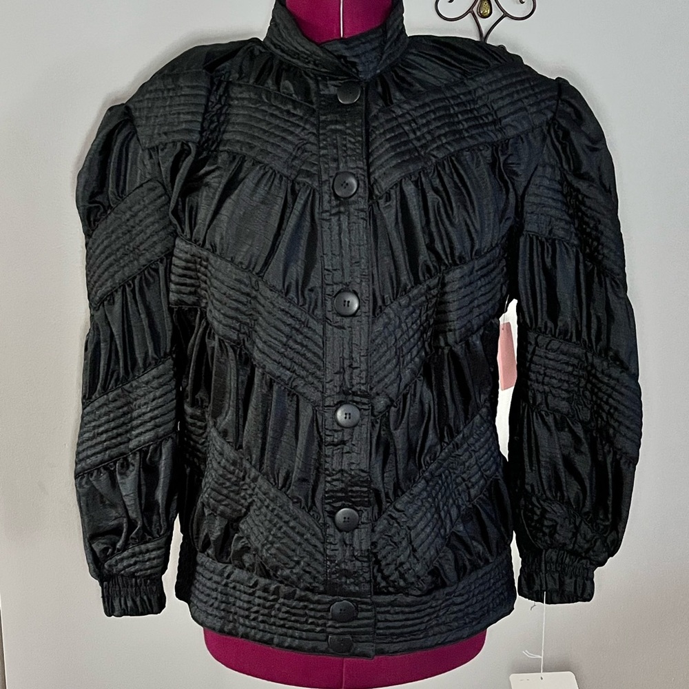 G.s.r by Amrox vintage NWT black button up windbreaker Puffer jacket, sz L